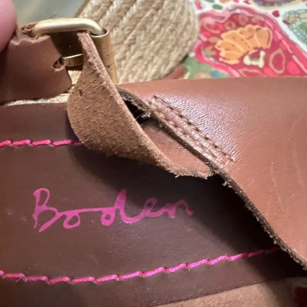 Boden Brown Leather Sandals with Crossed Straps size 39